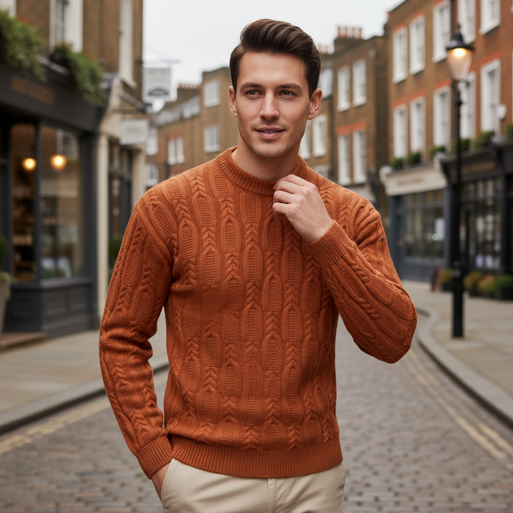 Doria London – Men’s Sweater | Cable Knit Cotton Blend, Comfortable Fit 2