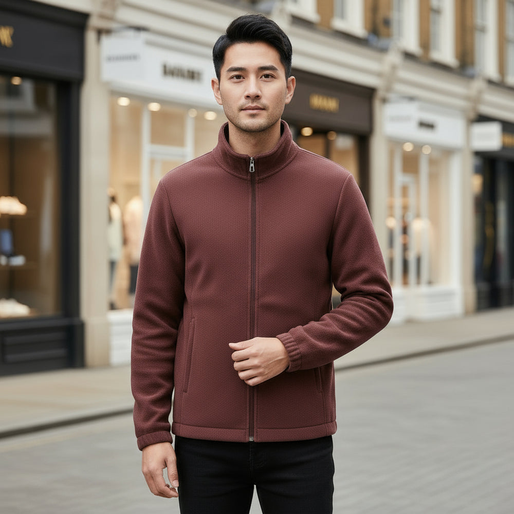 Men’s Jacket | Fleece Design, Regular Fit, Stand-up Collar - 2