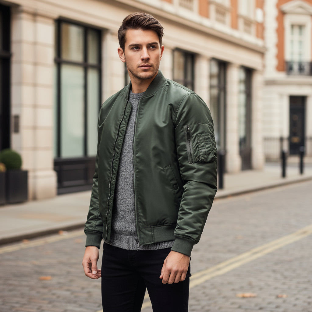 Men's Jacket | Lined Bomber Design, Comfortable Fit for Winter - 1