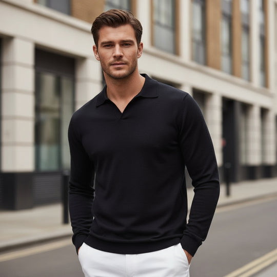 Doria – Men’s Long Sleeve Polo Shirt | Buttonless Comfortable Design 4