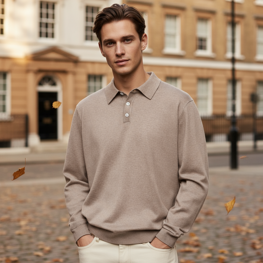 Men’s Polo Shirt | Long Sleeve, Tailored Fit - 1