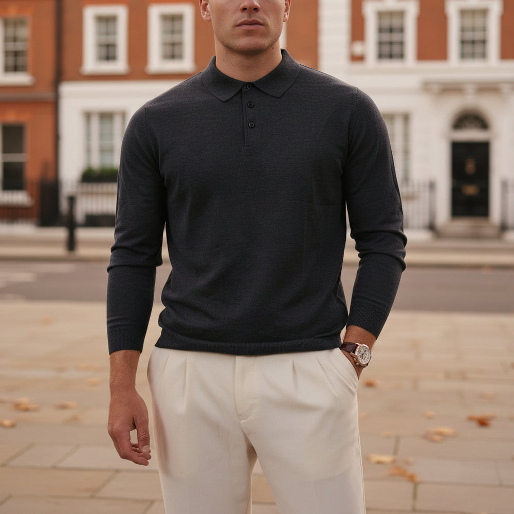 Men’s Polo Shirt | Long Sleeve, Tailored Fit - 2