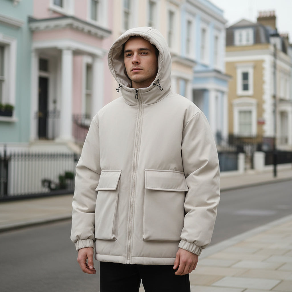 Men’s Puffer Jacket | Oversized Design, Hooded Style - 1