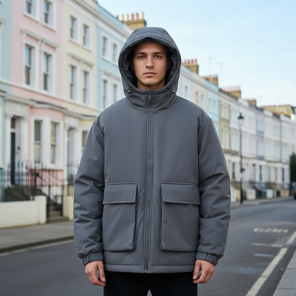 Men’s Puffer Jacket | Oversized Design, Hooded Style - 4