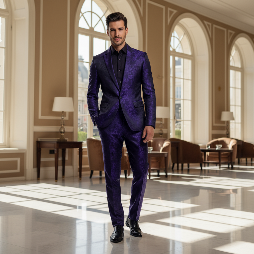 Men's Suit | Tailored Fit Blazer and Trousers Set for Weddings and Formal Events - 2