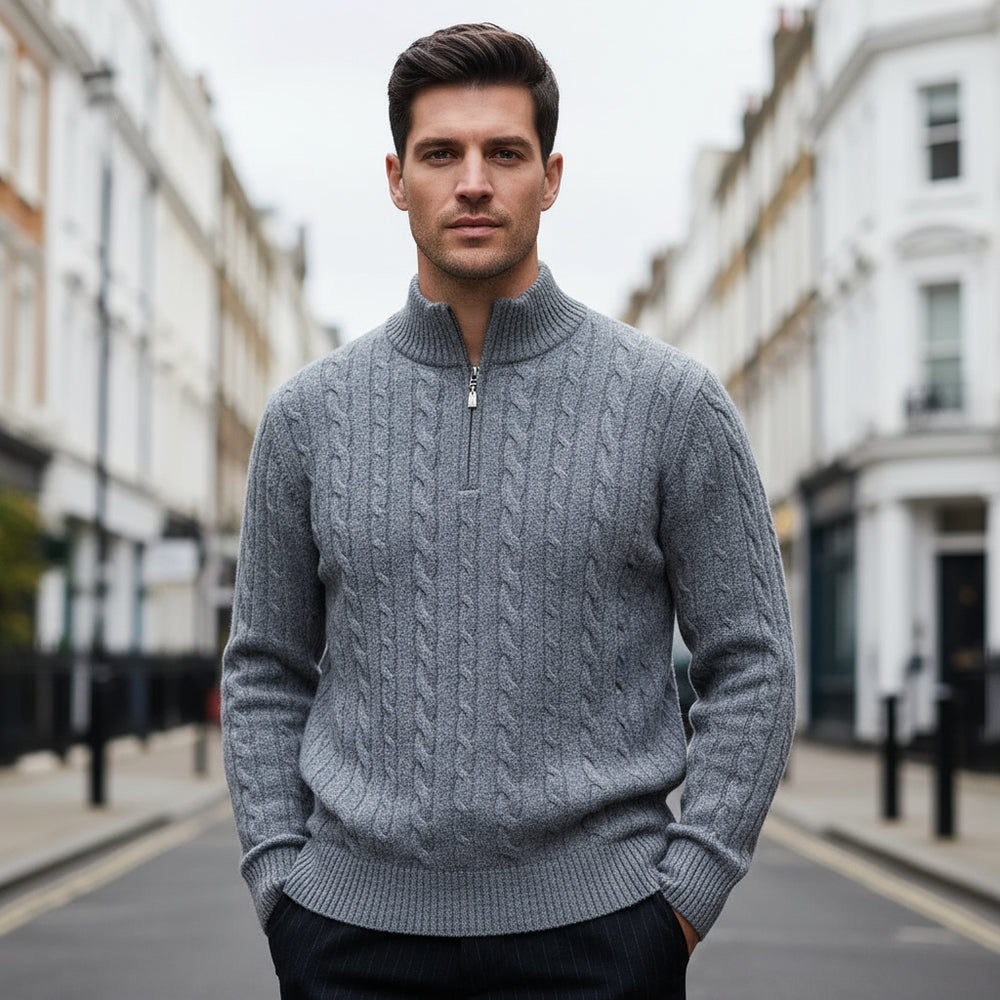 Doria – Men’s Sweater | Cable-Knit Design, Full Zip, Comfortable Fit 1