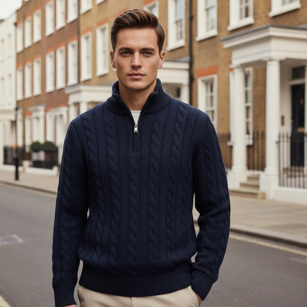 Doria – Men’s Sweater | Half-Zip Cable Knit, Comfortable Fit 5