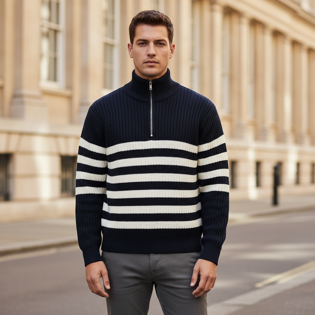 Doria – Men’s Sweater | Rib Knit Half-Zip, Nautical Style 3