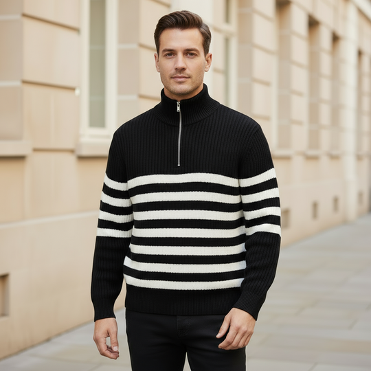 Doria – Men’s Sweater | Rib Knit Half-Zip, Nautical Style 4