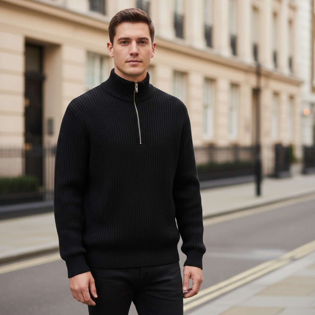 Doria – Men’s Sweater | Rib Knit Half-Zip, Nautical Style 5