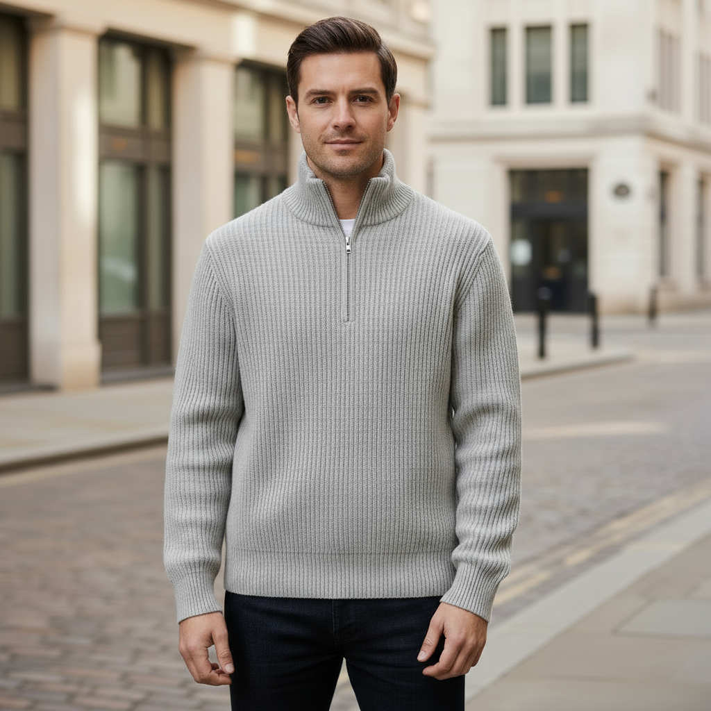 Doria – Men’s Sweater | Rib Knit Half-Zip, Nautical Style 6