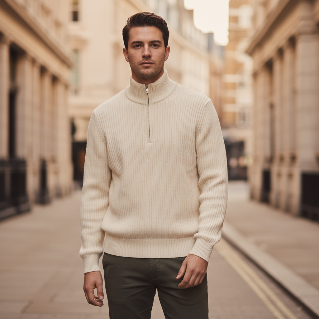 Doria – Men’s Sweater | Rib Knit Half-Zip, Nautical Style 7