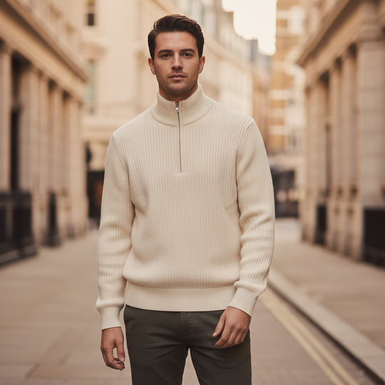 Doria – Men’s Sweater | Rib Knit Half-Zip, Nautical Style 7