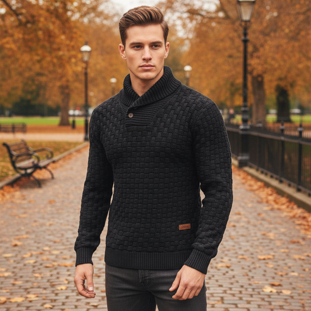 Doria – Men’s Sweater | Thermal Knit Cotton Blend, Half Zip Design 0