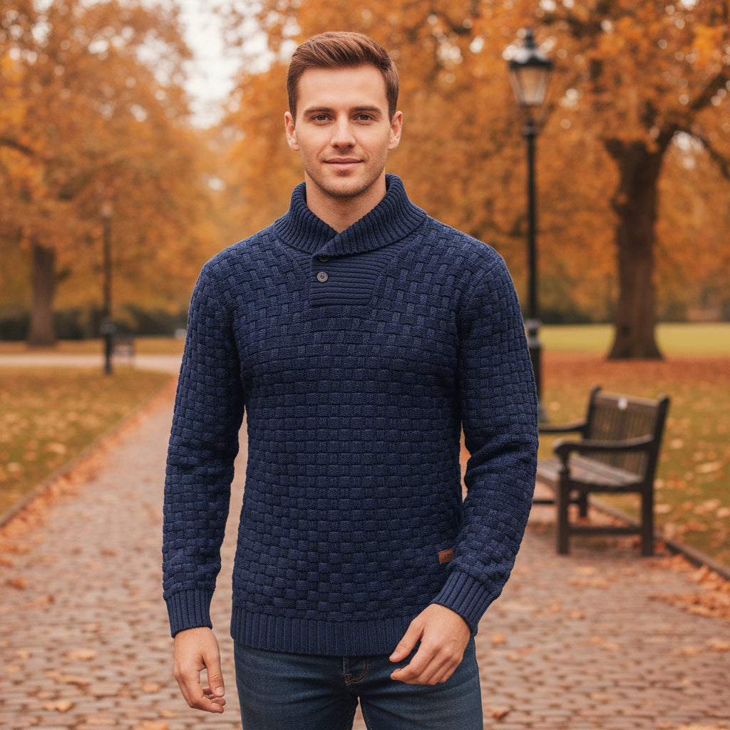 Men’s Sweater | Thermal Knit, Half Zip Design - 4