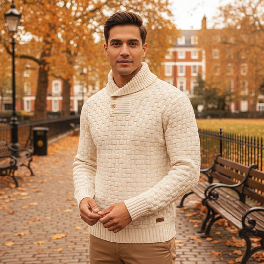 Men’s Sweater | Thermal Knit, Half Zip Design - 5