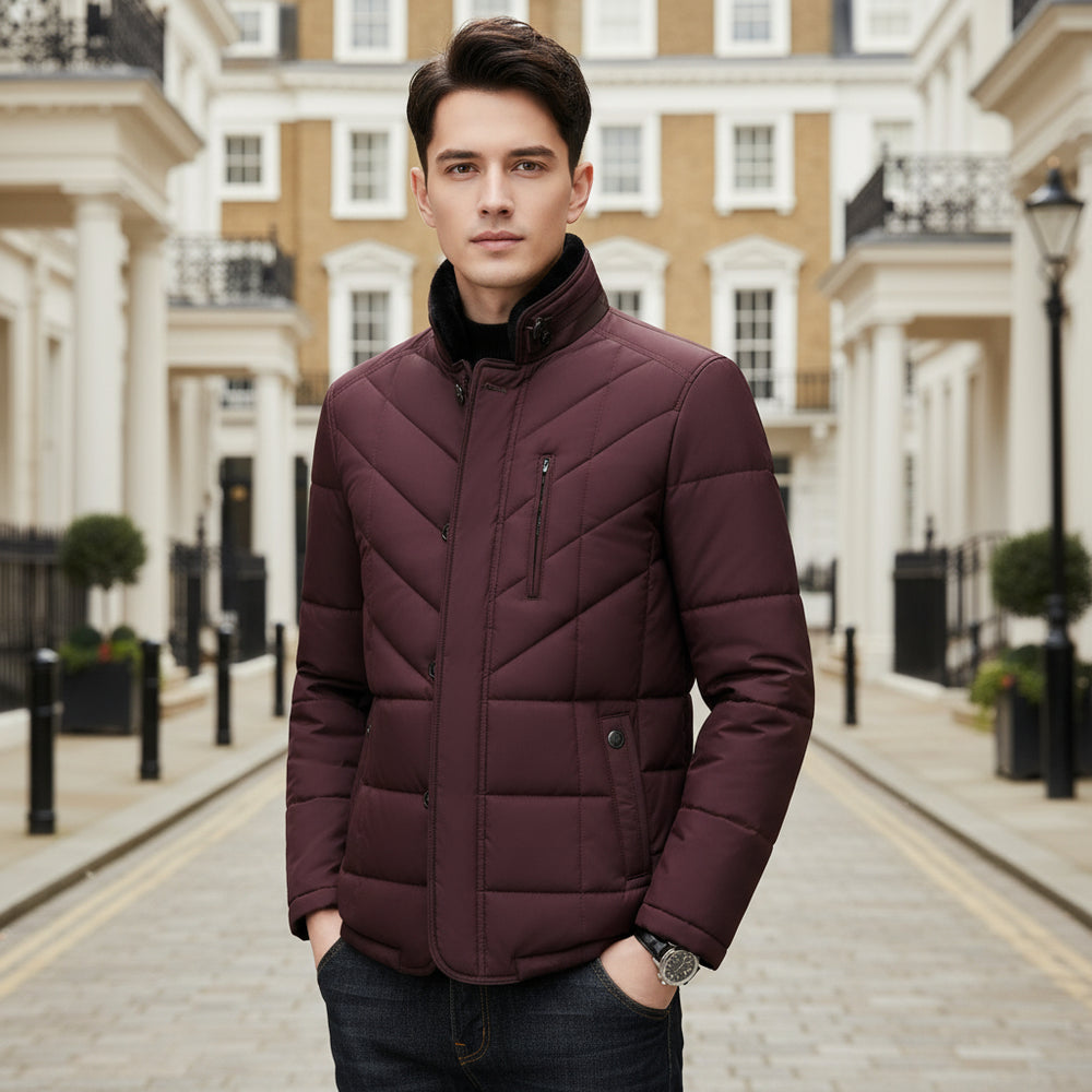 Doria – Men’s Winter Jacket | Padded Chevron Pattern, Tailored Fit 1