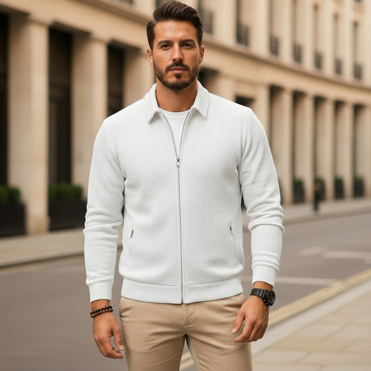 Doria – Men’s Zip Up Cardigan | Stand-Up Collar, Versatile Style 2