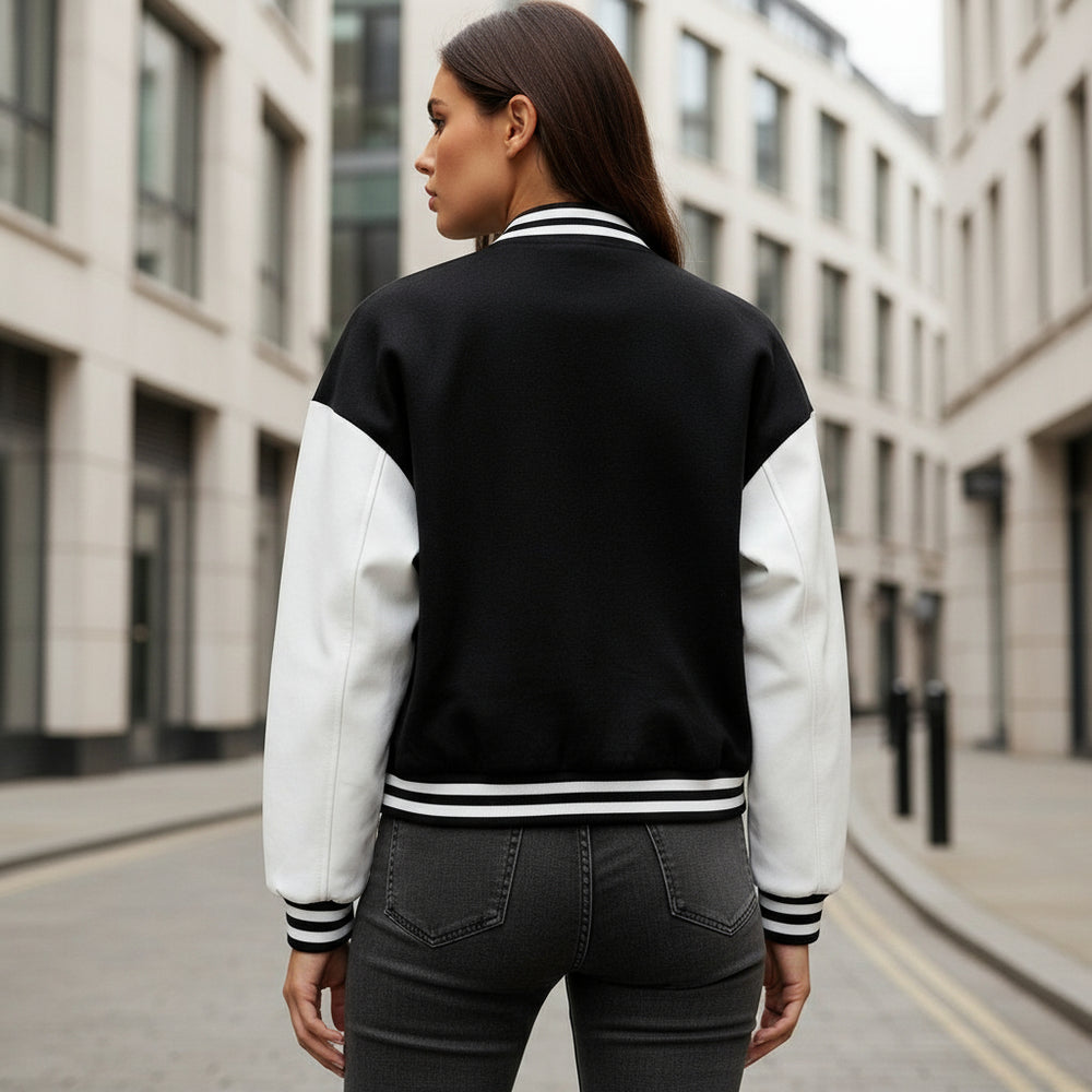 Women’s Bomber Jacket | Color Block Design, Cropped Fit - 2