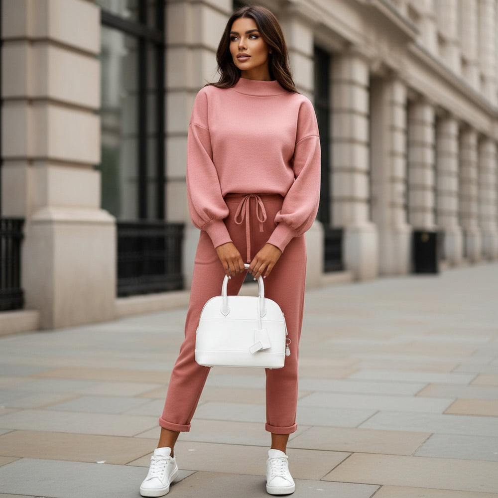 Doria – Women’s Co Ord Set | Balloon Sleeves Two Piece Sets, High Neck Design 1