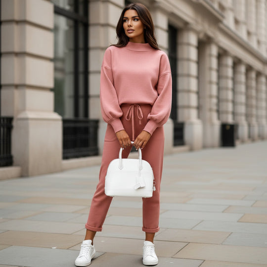 Doria – Women’s Co Ord Set | Balloon Sleeves Two Piece Sets, High Neck Design 1