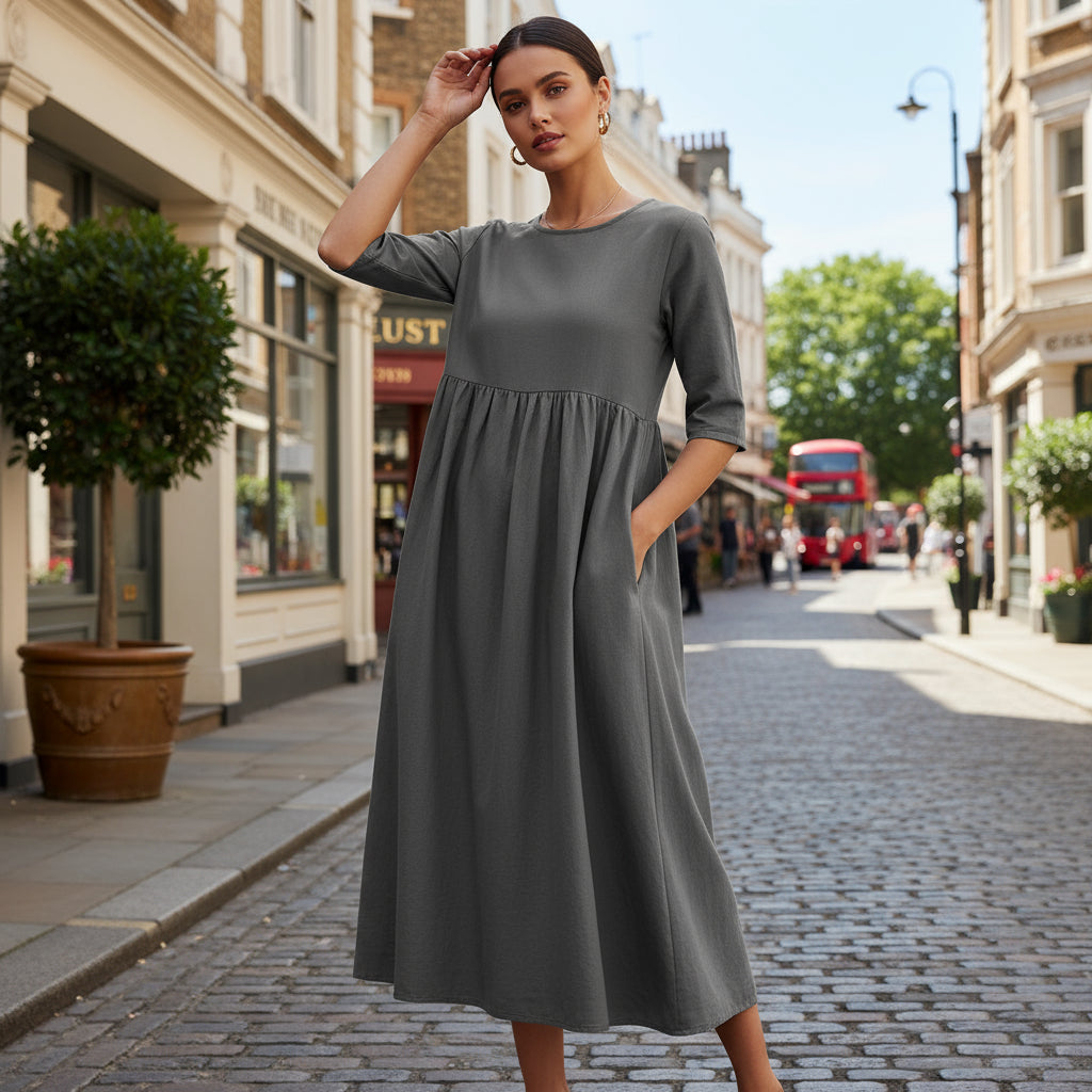 Women’s Dress | Pleated Design, Loose Fit - 3