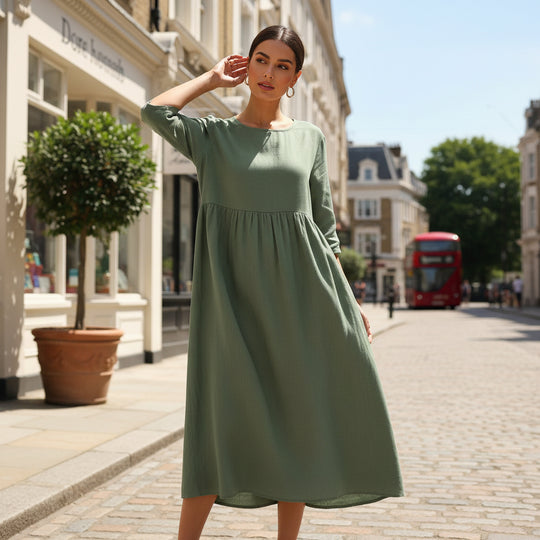 Women’s Dress | Pleated Design, Loose Fit - 5