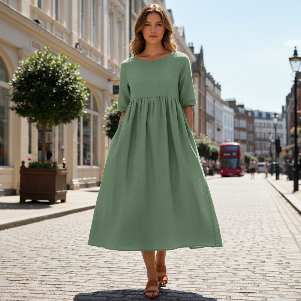 Women’s Dress | Pleated Design, Loose Fit - 6