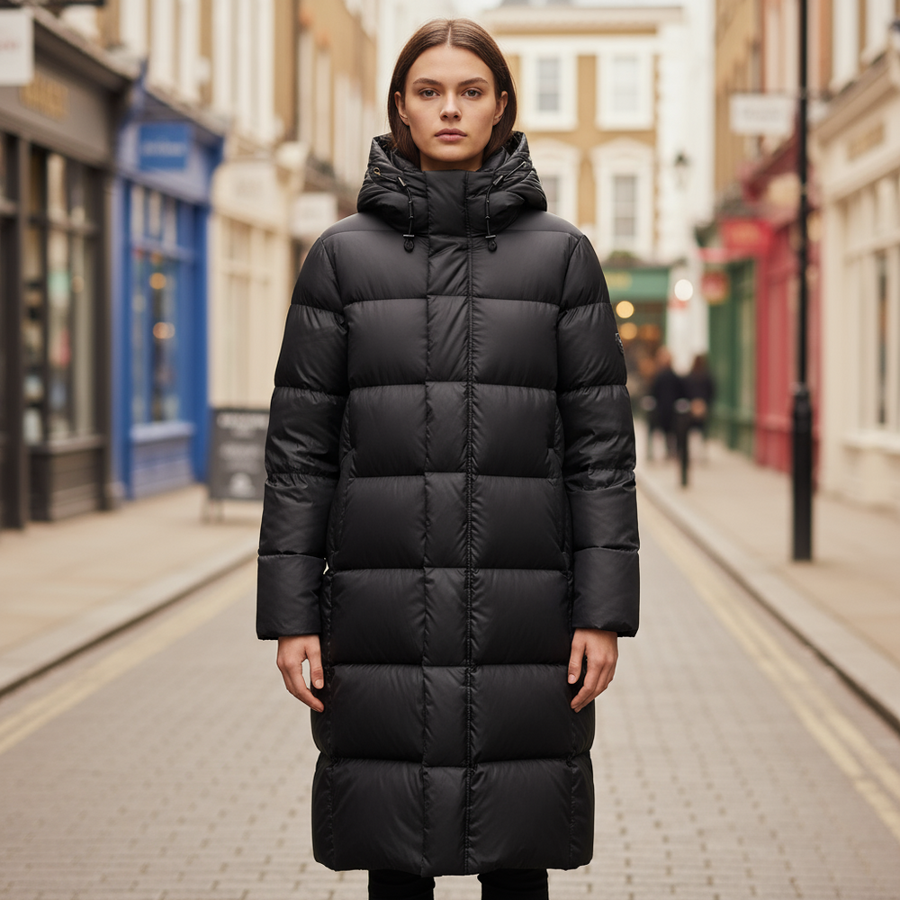 Women’s Puffer Jacket | Black, Long Fit, Winter Warmth - 2