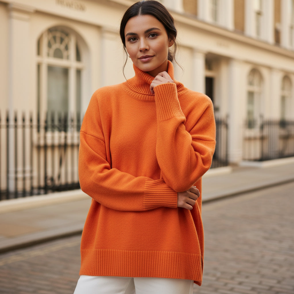 Women’s Sweater | Oversized Fit, High Turtleneck Design - 1