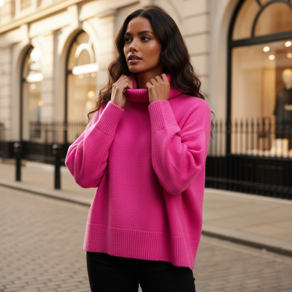 Women’s Sweater | Oversized Fit, High Turtleneck Design - 2