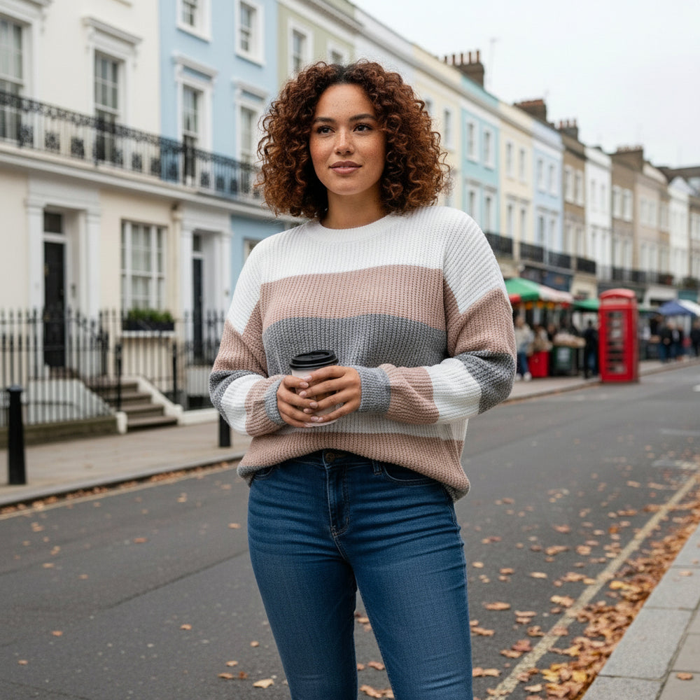 Women’s Sweater | Colorblock Design, Comfortable Fit - 2