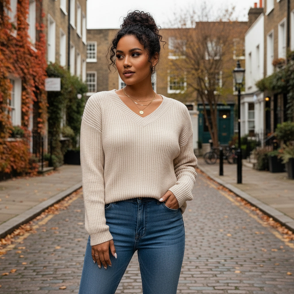 Women’s Sweater | Rib Knitted, Comfortable Fit - 1